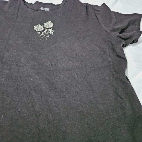 Classic Elements Womens T-Shirt Black Size XL 100% Cotton Short Sleeve Flower - Picture 7 of 12